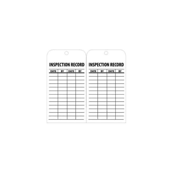 Nmc NMC RPT112 Tags, Inspection Record, 6" X 3", White/Black, 25/Pk RPT112 - main